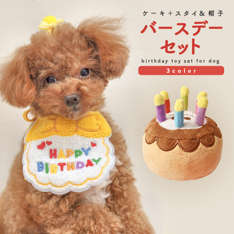 犬 おもちゃ バースデーケーキギフトセット スタイ 帽子 誕生日ケーキ かわいい よだれかけ いぬ ねこ 犬用おもちゃ ケーキ 送料無料 ネコ ペット プレゼント