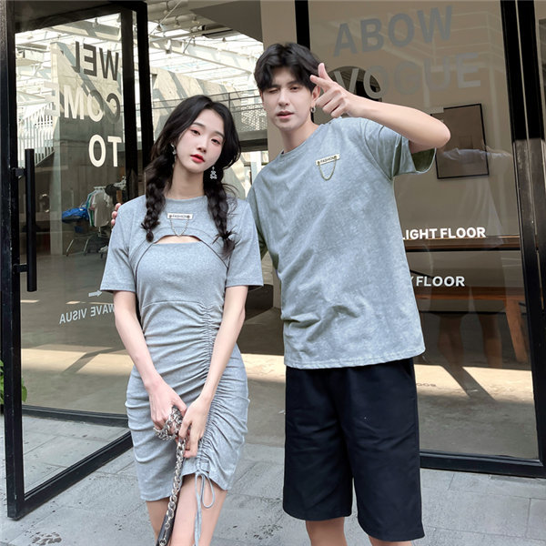 ペアルック Tシャツ カップル ペア ワンピース Tシャツ春服 記念日 プレゼント おしゃれ 韓国風 新婚旅行 かわいい 。 コーデ