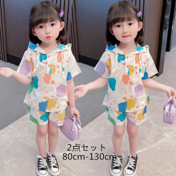 韓国子供服 セットアップ 女の子 可愛い 夏服 おしゃれ 普段着 上下セット キッズ 幼児 半袖 ショートパンツ 通園 2点セット 通学 ガールズ トップス