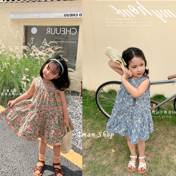 子供服 ワンピース キャミワンピース 子供ワンピース ノースリーブ 子供ドレス 可愛い キッズ 女の子 膝丈花柄 カジュアル きれいめ DRESS 夏