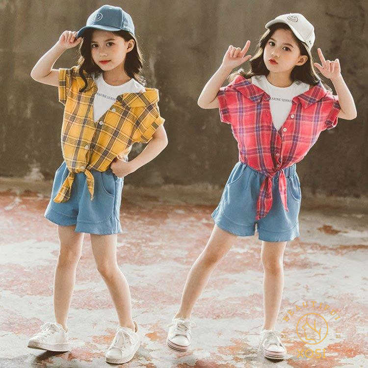 子供服 セットアップ キッズ 女の子 春夏 トップス 半袖 新品 韓国子ども服 涼しいおしゃれ ベビー服 ジュニア ショートパンツ 薄手 Tシャツ 可愛い ブラウス