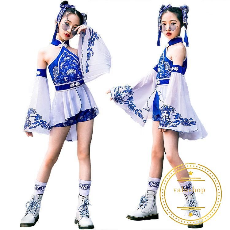 ジャッズダンス衣装キッズ中華風ガールズキッズダンス衣装女の子セットアップ演出服ステージ衣装ファッション上下子