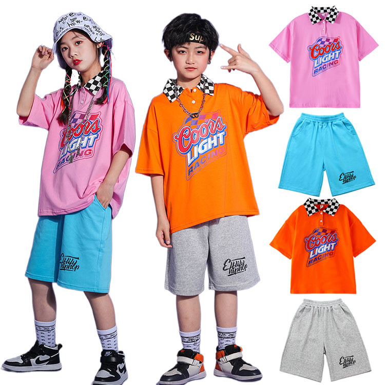 ダンス 衣装 キッズ 韓国 トップス 半袖 男の子 演奏会 KIDS HIPHOP 舞台服 パンツ 原宿 新作 団体服 DANCE ジャズダンス 発表会 派手 練習着 JAZZ 応援団