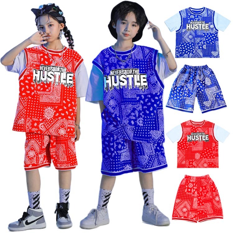 キッズダンス衣装 セットアップ シャツ パンツ ヒップホップ 子供服 応援団 ダンスウェアジャズ 派手 ダンス衣装 原宿系 ストリート レッスン 発表会