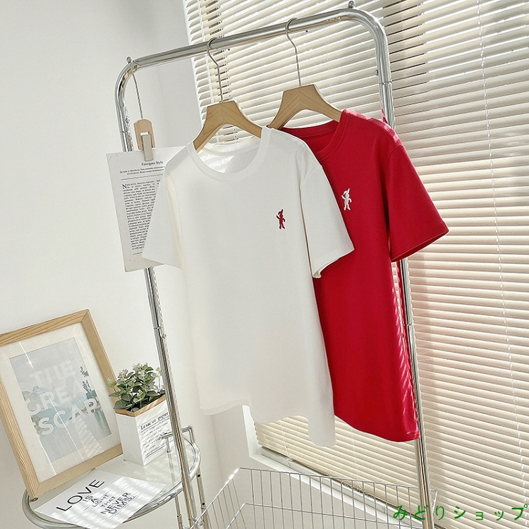 春夏 刺繍 半袖 Tシャツ カットソー レディース ガールズ