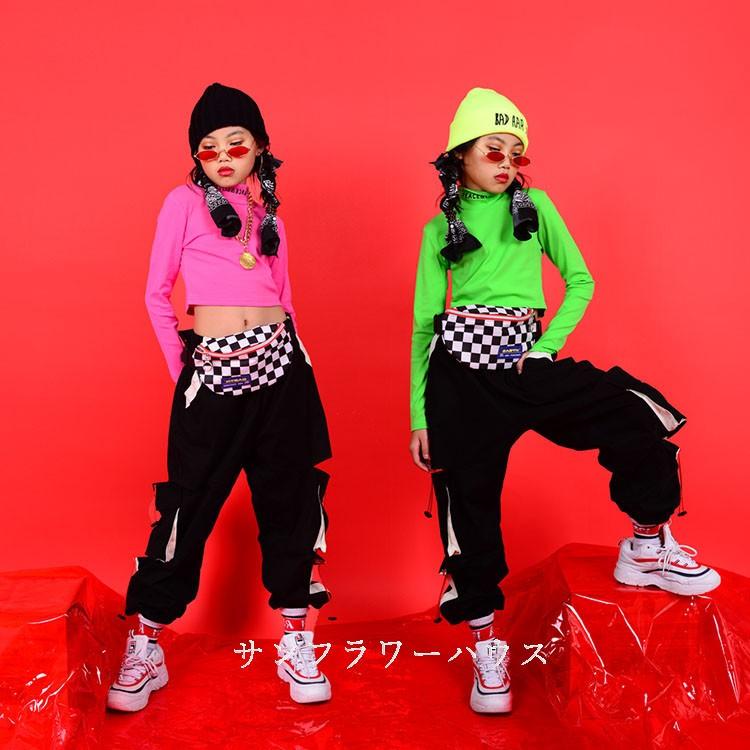 キッズダンス衣装 HIPHOP ヒップホップ セットアップ 子供服 ダンストップス チア 長袖 演出服 長ズボン 体操服 ジャズダンス練習着 パンツ