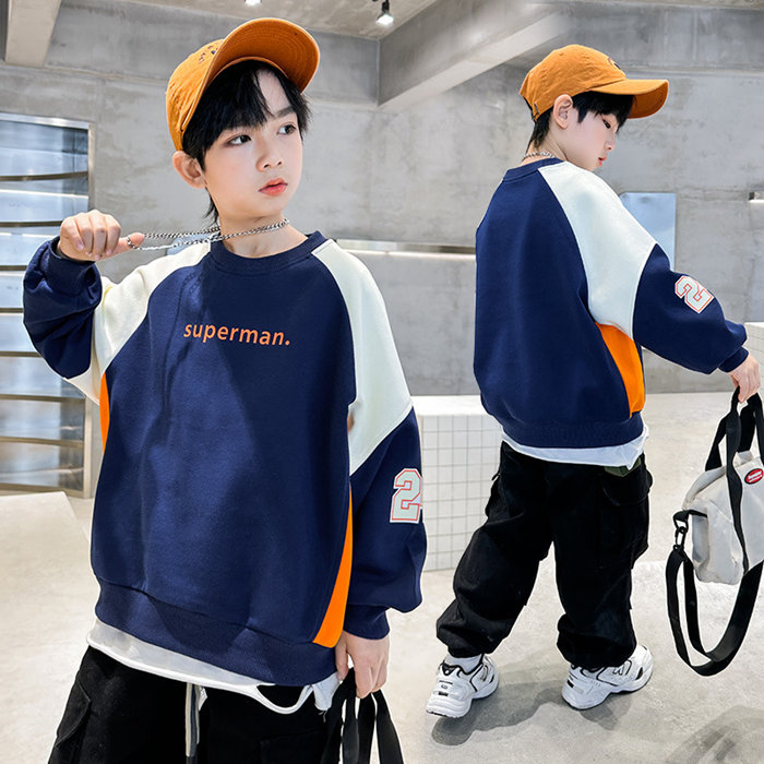 トレーナー キッズ ロングTシャツ 男の子 子供服 トップス おしゃれ 長袖Ｔシャツ Tシャツ重ね着 スウェット ロンティー ロンＴ こども服 配色 カットソー