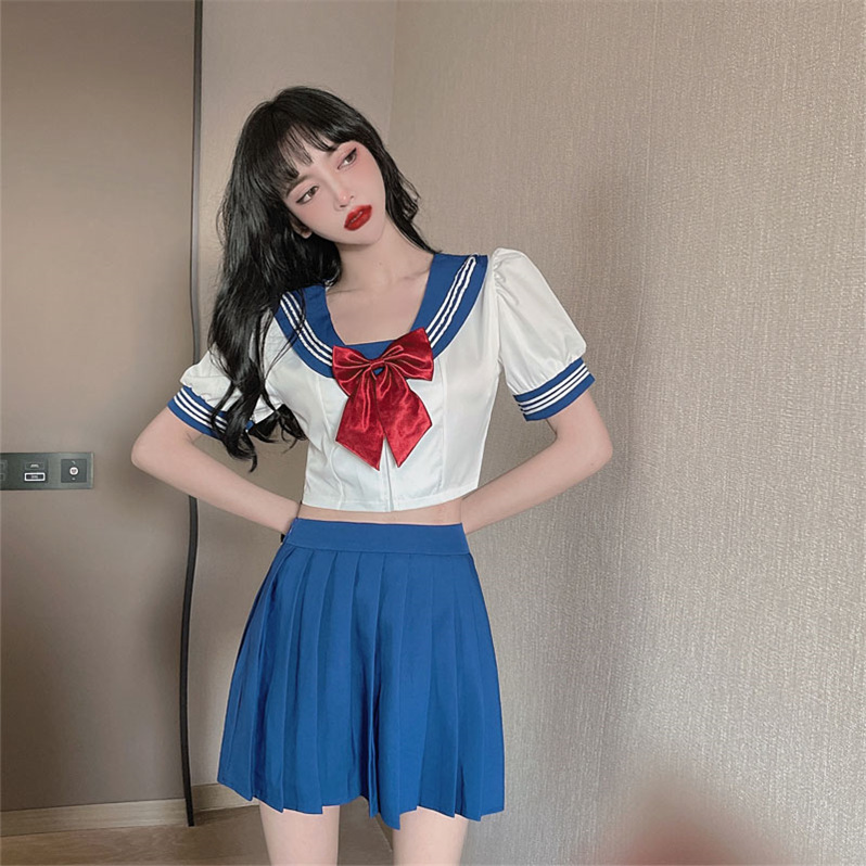 レディース セットアップ ツーピース 半袖Tシャツ セーラー服 ショートプリーツスカート 夏 女の子衣装 ダンス発表会 ガールズ JK 公演 制服 スクール クラブ