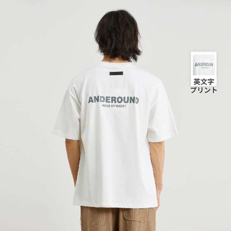 Tシャツ カットソー メンズ 半袖 ロゴT 英文字 トップス 100％綿 柔らかい アメカジ ゆったり おしゃれ きれいめ バックプリント カジュアル