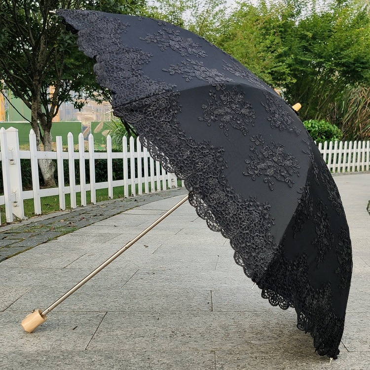 おしゃれレース日傘紫外線防止二つ折り花クラシック晴雨兼用傘