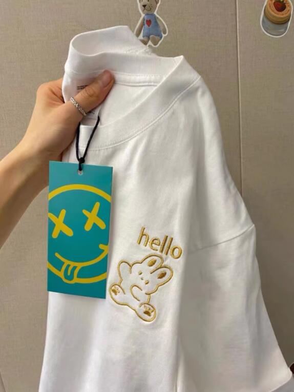 安い レディースTシャツ 半袖 ドロップショルダー ゆったり うさぎ ラウンド襟 トップス レディース