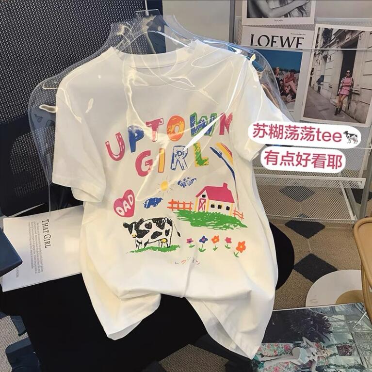 安い レディースTシャツ ドロップショルダー ゆるT カットソー 英字 ゆったり 半そで レディース トップス