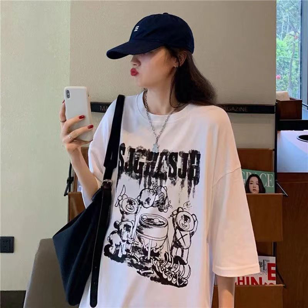 大きいサイズ レディース Ｔシャツ 暗黒 ベア 熊 インスタ映え 4L 春夏 LL かわいい 2L S?5XL相当 くま 3L オシャレ イラスト クマ