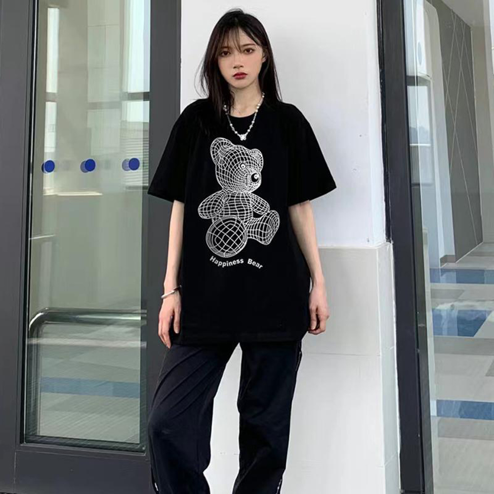 大きいサイズ レディース Ｔシャツ ポリゴン ベア 3D インスタ映え 3L くま オシャレ S?4XL相当 春夏 LL 4L イラスト 2L かわいい