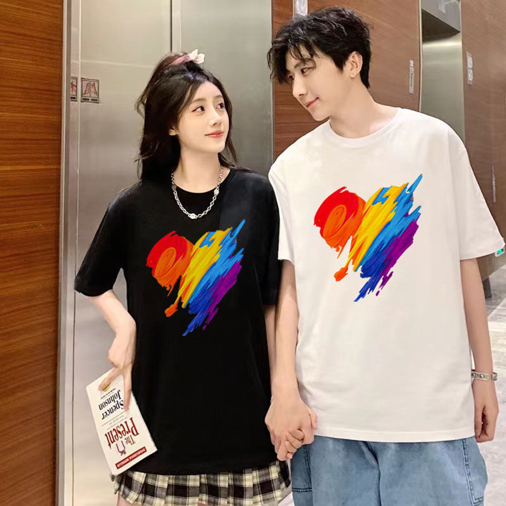 大きいサイズ 男女兼用 ユニセックス Ｔシャツ ペインティング ハート オシャレ LL S?5XL相当 イラスト 3L 春夏 インスタ映え かわいい 4L 2L