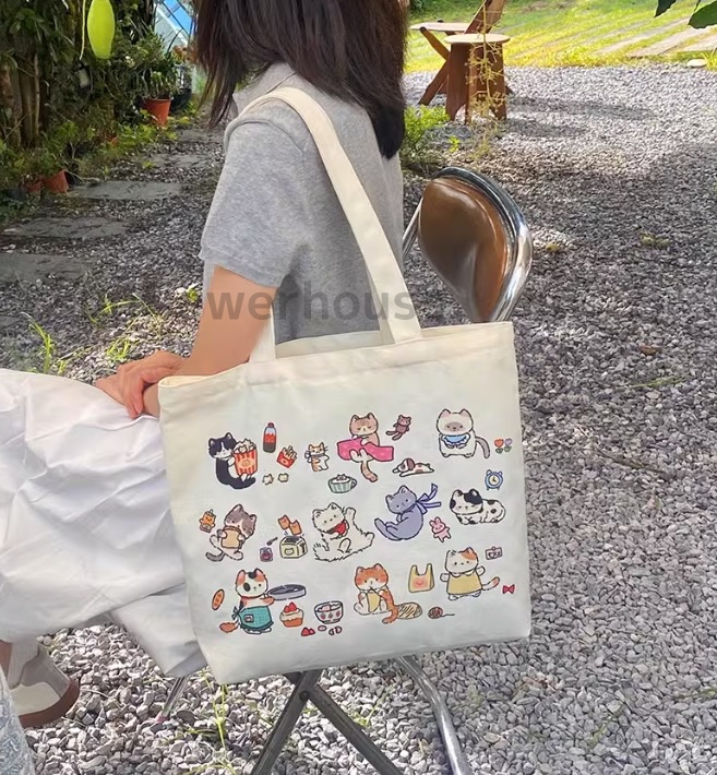 バッグ 布 かわいい アニマル 動物 帆布 お揃い ライブ サブバッグ ママ 買い物 キッズ 落書き風 おしゃれ 社会人 学生 メインバッグ 子供 日常使い