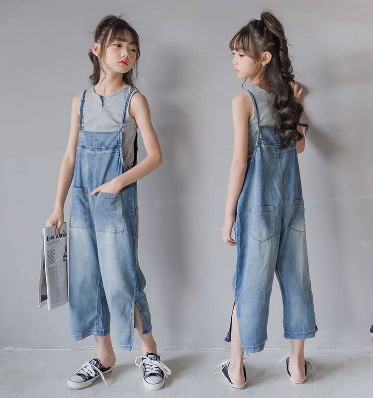 デニムサロペット 子供服 夏 オーバーオール カジュアル パンツ 韓国服 無地 子供服 ジーンズ KIDS キッズ ボトムス女の子 オールインワン ジュニア 長ズボン