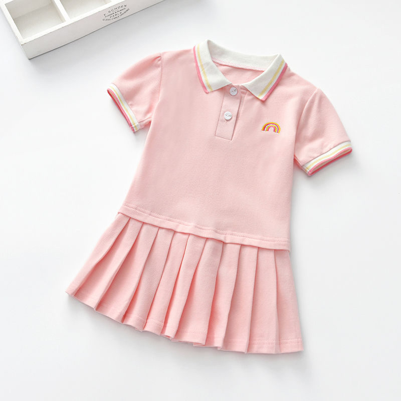 ポロワンピース キッズ 子供服 女の子 夏 半袖ワンピース おしゃれ 夏 可愛い キッズワンピース カジュアル 女児 刺繍 通学着 普段着 ポロシャツ