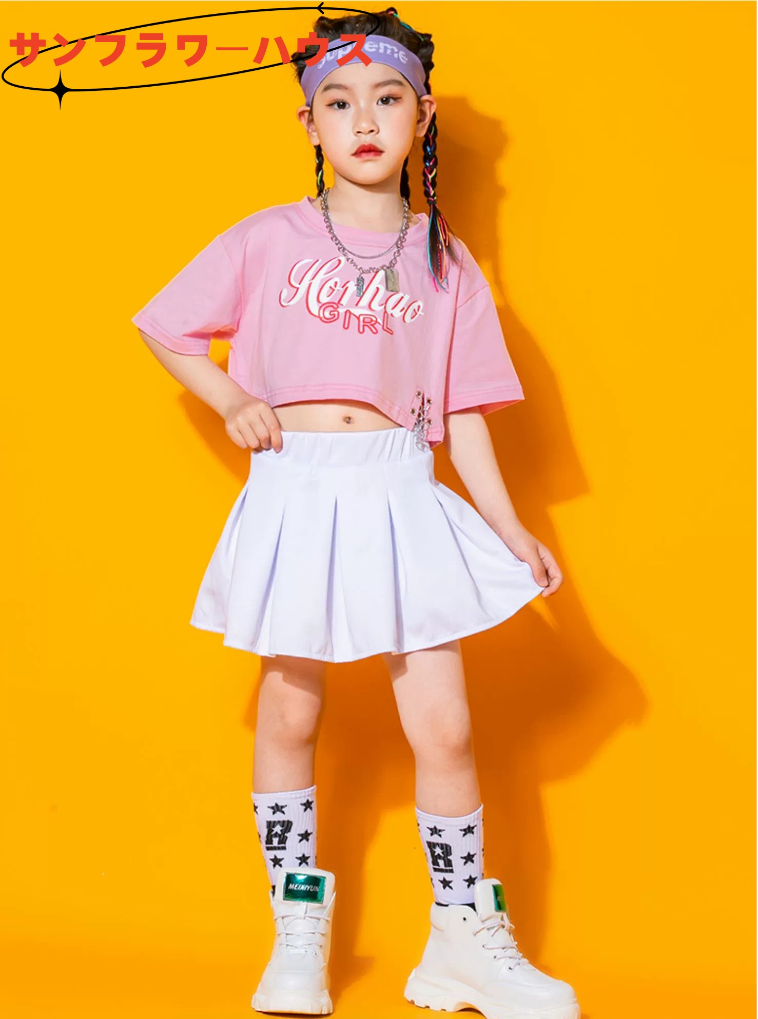 韓国 子供服 体操服 キッズダンス衣装 セットアップ K-POP ヒップホップ へそ出し 女の子 ダンスウェア スカート キッズ ダンス衣装 チア パンツ 上下 小学生