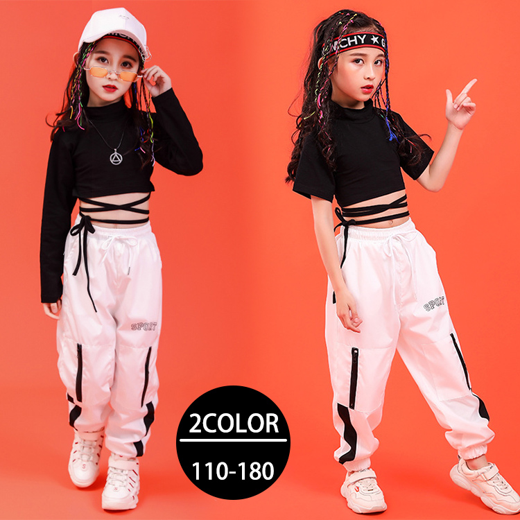 ジャズダンス キッズ ダンス衣装 ヒップホップ セットアップ 子供 ダンストップス 練習着 演出服 ステージ衣装 おしゃれ ダンスパンツ HIPHOP ステージ衣装 長袖