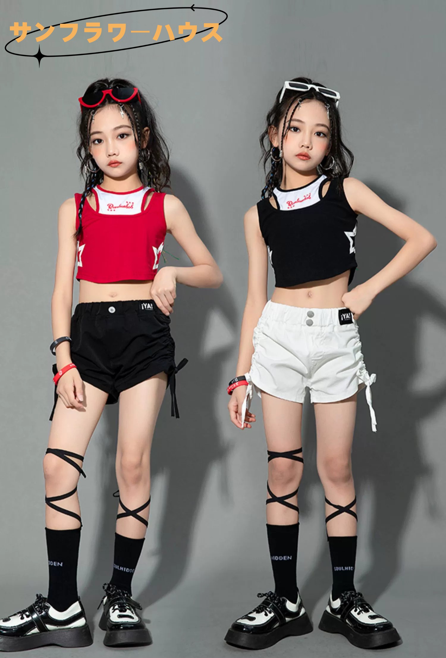 ブラック レッド タンクトップ 3点セット キッズダンス衣装 パンツ 女の子 子供服 K-POP ジャズダンス ステージ衣装 パンツ ダンスウェア セットアップ JAZZ