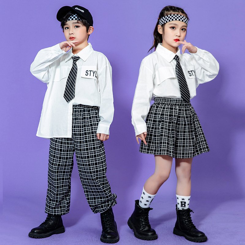 キッズダンス衣装 ヒップホップ HIPHOP ダンス衣装 トップス パンツ 体操服 チェック柄 キッズ ジャズダンス 練習着 ダンスウェア 韓国 子供服 ステージ衣装